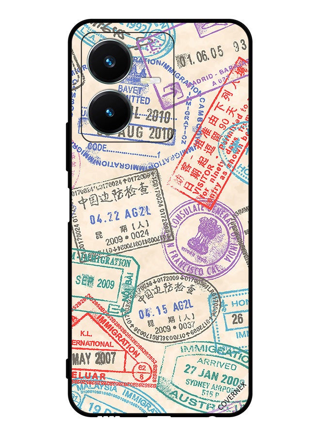 Covernex Protective Case Cover For vivo Y22 Travel Stamps Pattern - Image 1
