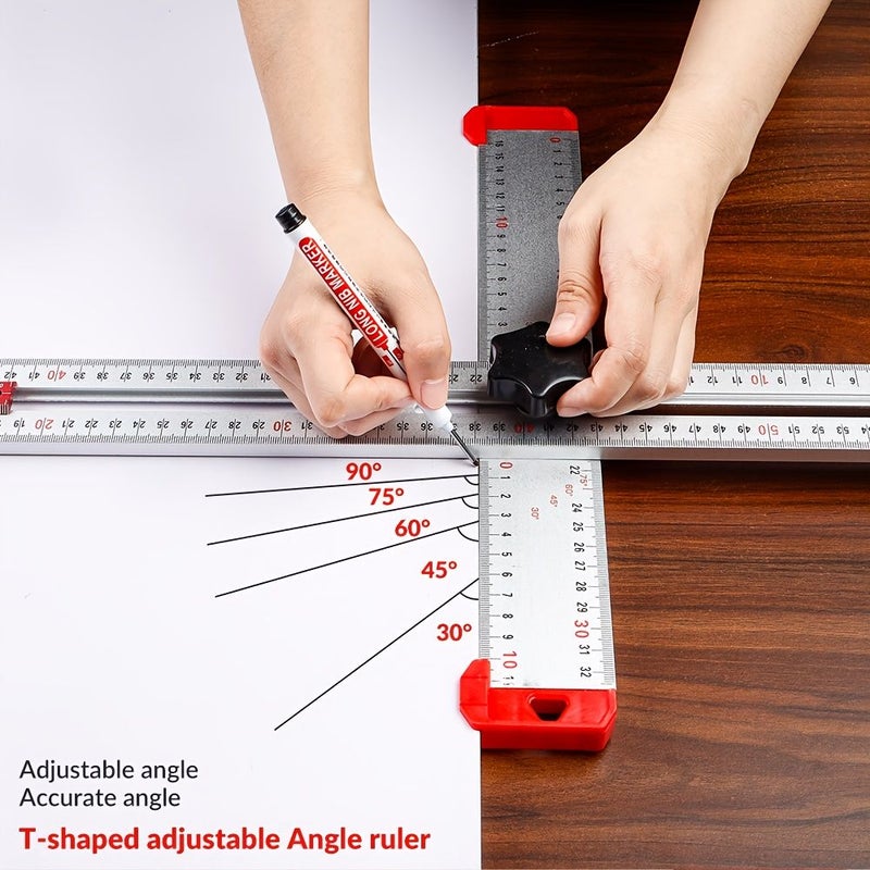 90 Degree Adjustable T Square Ruler 24in Drilling Positioning Template 1pc - Image 4