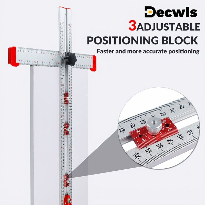 90 Degree Adjustable T Square Ruler 24in Drilling Positioning Template 1pc - Image 1