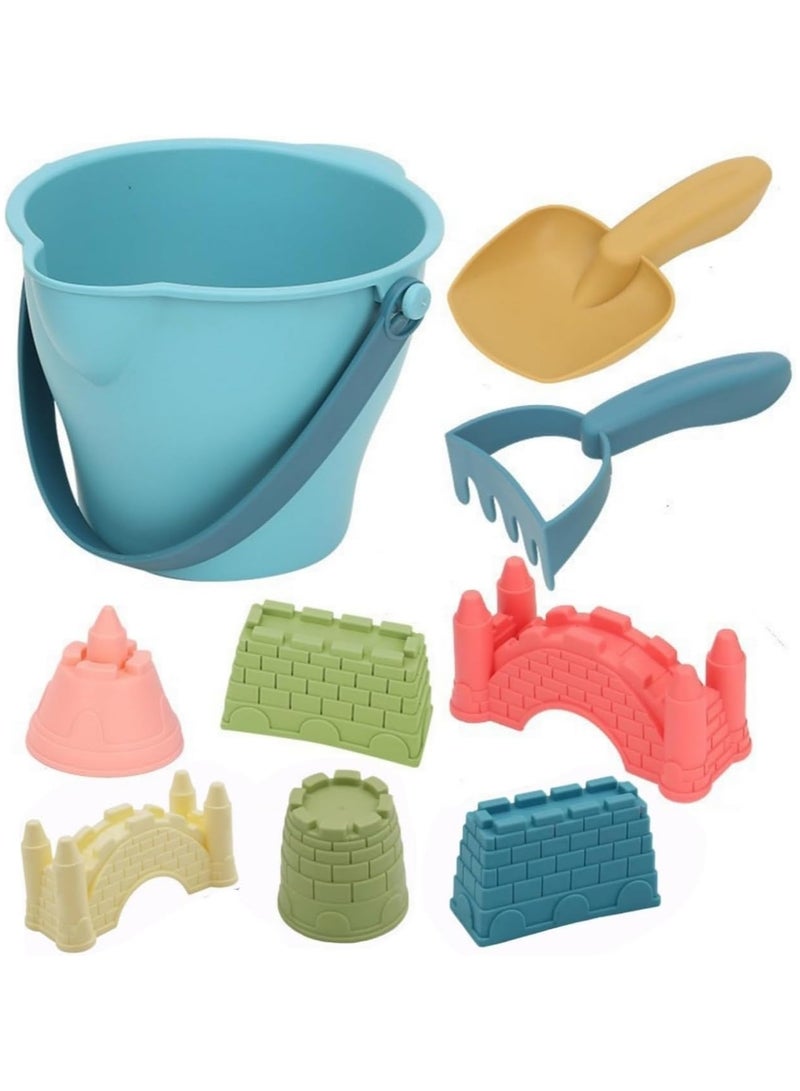 12 Piece Sand Castle Building Beach Toys Bag For Outdoor Play Including Sand Bucket Rake Shovel Sand Molds Travel Sand Toys Sandbox Toys for Toddlers Kids Boys Baby (Blue) - Image 5