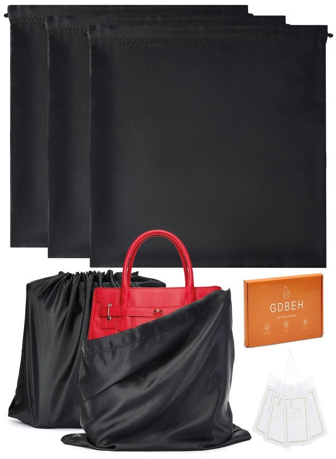GDBEH 3 Pack Dust Bags for Purses and Handbags，Silk Purse Dust Bags for Storage， With Drawstring Large Dust Bags for Handbag， Dust Covers for Purse Shoes Boots, Black, 19.6 × 15.7 in, Dust Bags for - Image 1