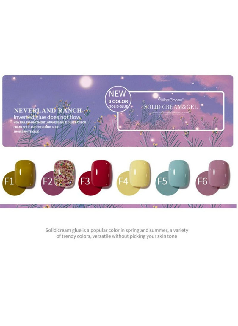 Miss Gooey - Gel Nail Polish Set With UV Light 6 Colors Cream Solid Kit Brush Art Neutral Nude Glossy Glitter Soak Off DIY Manicure At Home For Nails Travel Size - Image 1