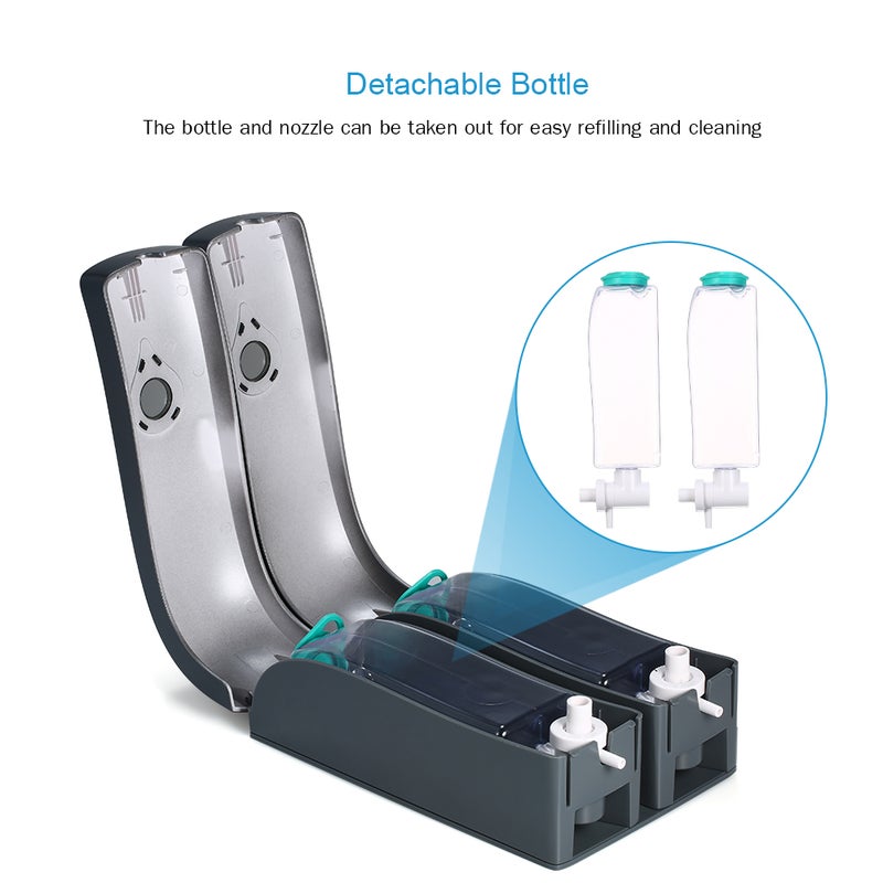 300ml*2 Wall Mounted Double-Head Manual Soap Dispenser Shower Gel Liquid Shampoo Dispenser Holder for Hotel Home Bathroom--Grey - Image 3