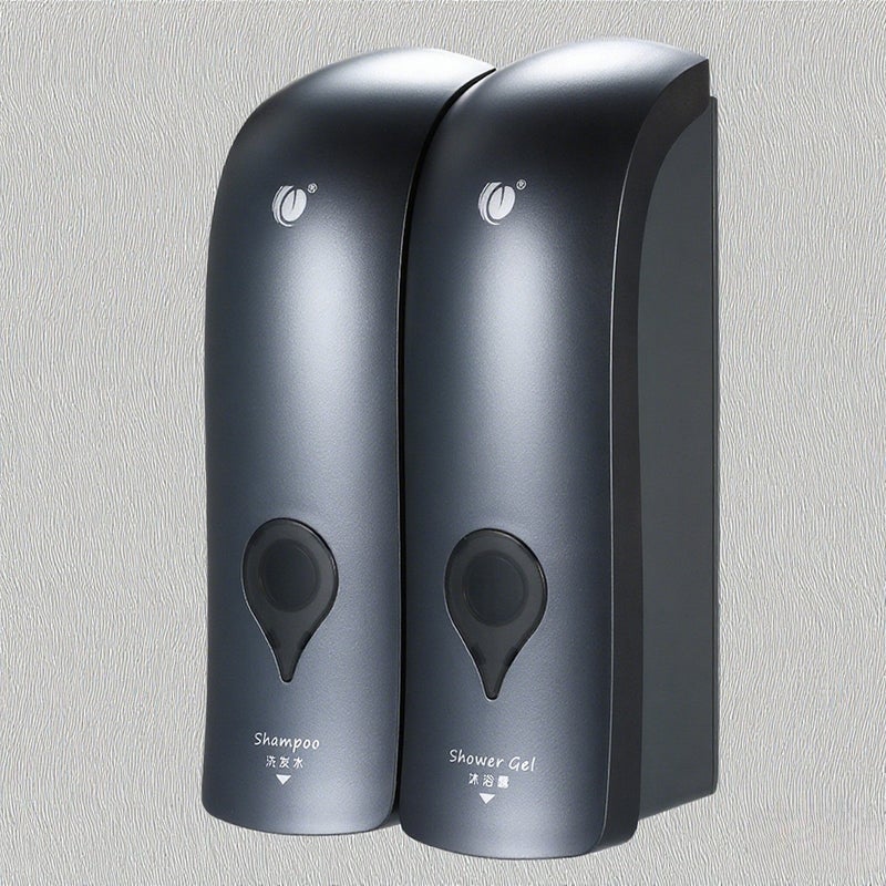 300ml*2 Wall Mounted Double-Head Manual Soap Dispenser Shower Gel Liquid Shampoo Dispenser Holder for Hotel Home Bathroom--Grey - Image 1