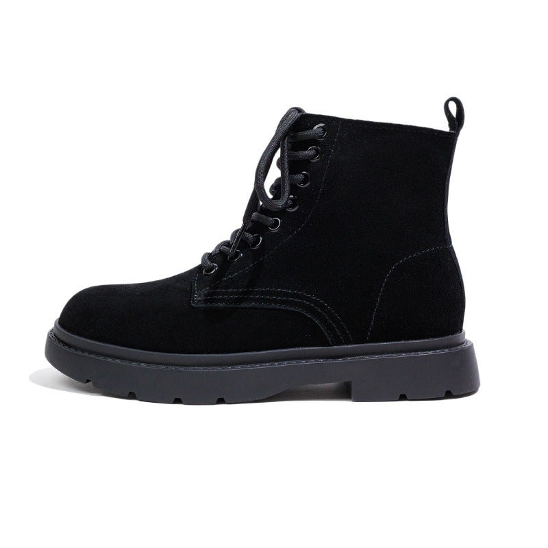 2026 Matte Leather Women's Boots - British Style Mid-Heel Flat Short Boots, 8-Hole Martin Boots with Chunky Heels - Image 1