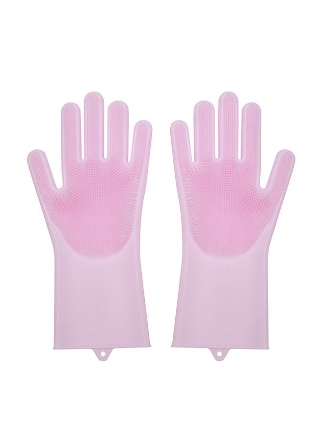 NIBEMINENT Dishwashing Scrubbing Gloves Pink 33.5 x 15centimeter