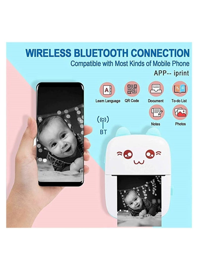 Y&D Portable Bluetooth Thermal Printer with 5 Rolls Printing Paper for IOS Android Smartphone, Mobile Wireless Label Receipt Sticker Photo List Notes Inkless Smart Gift - Image 1
