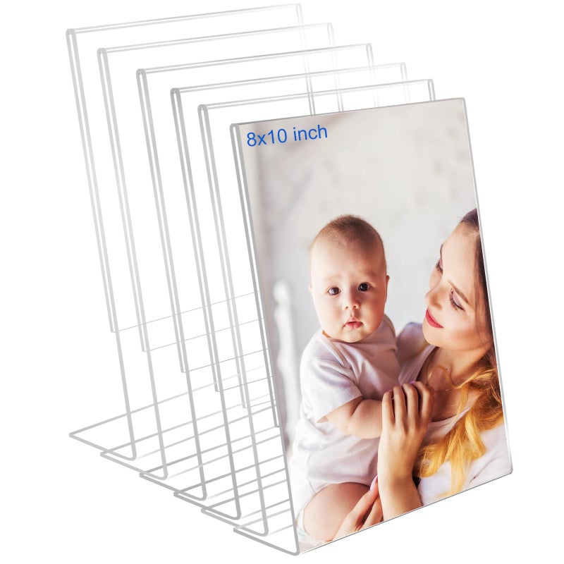 Bolidery Bolidery 8x10 Acrylic Picture Frames Set Of 6 Clear Acrylic Frameless Transparent Frame Gift for Desktop Display Vertical Standing Picture or Display Sign Holder with Inserts for Home Office