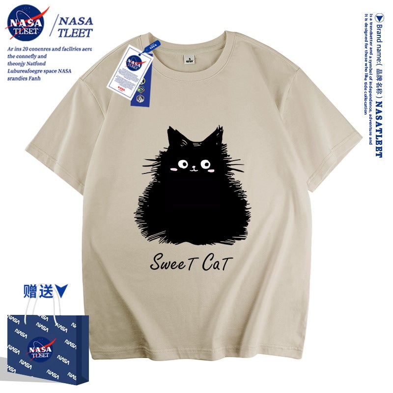 Nasa Co-Name Fashionable Cute Short-Sleeved New Men'S And Women'S Children'S Wear Cotton T-Shirt Summer Lazy Style Top Cartoon - Image 1