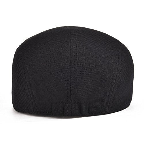 FEINION 2 Pack Men Cotton Newsboy Cap Soft Fit Cabbie Hat (Black/Brown) - Image 4