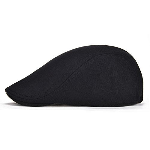 FEINION 2 Pack Men Cotton Newsboy Cap Soft Fit Cabbie Hat (Black/Brown) - Image 3