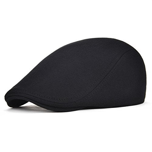 FEINION 2 Pack Men Cotton Newsboy Cap Soft Fit Cabbie Hat (Black/Brown) - Image 2