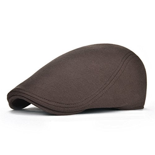 FEINION 2 Pack Men Cotton Newsboy Cap Soft Fit Cabbie Hat (Black/Brown) - Image 5