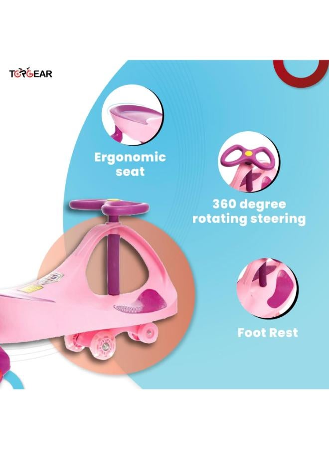 Top Gear TG‑9004 Baby Ride‑On Swing Car with LED Wheels – Pink - Image 1
