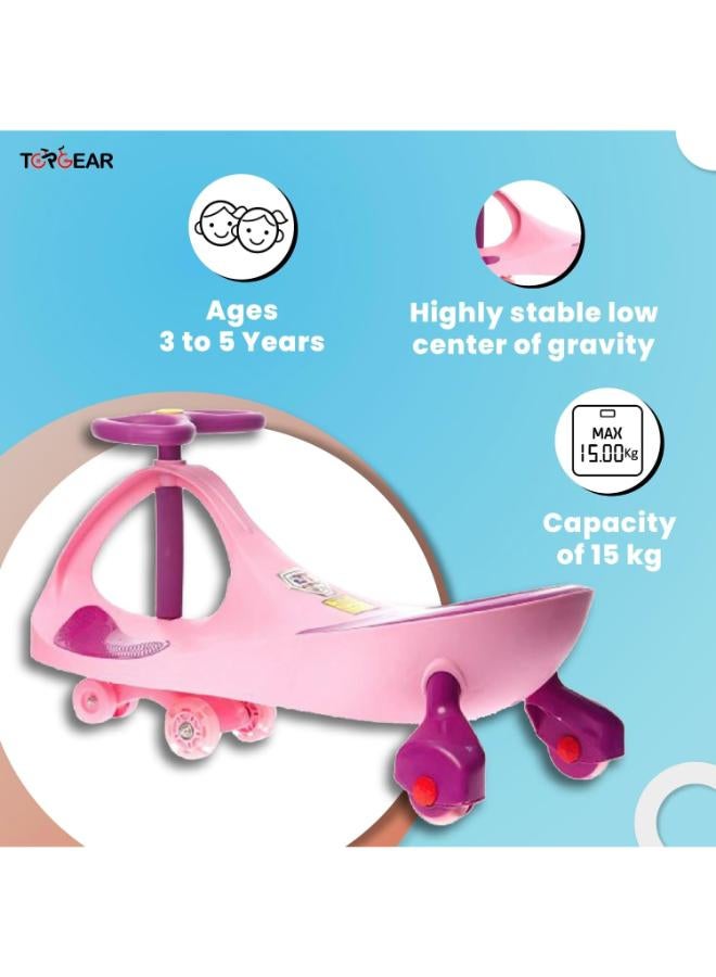 Top Gear TG‑9004 Baby Ride‑On Swing Car with LED Wheels – Pink - Image 3