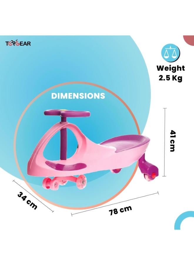 Top Gear TG‑9004 Baby Ride‑On Swing Car with LED Wheels – Pink - Image 4