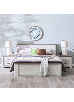 DANUBE HOME سرير فردي من أوليفوس (120 × 200 سم) تصميم عصري قوي ومتين، أثاث خشبي فردي، إطار سرير هادئ ومريح، مقاس L 219 × 126 × 95 سم، رمادي رماد/بلوط  - Image 1