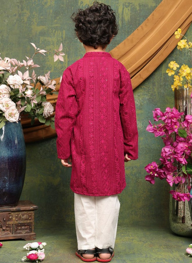 Saka Designs Boys Ethnic Motifs Embroidered Kurta with Pyjamas - Image 4
