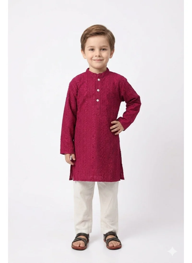 Saka Designs Boys Ethnic Motifs Embroidered Kurta with Pyjamas