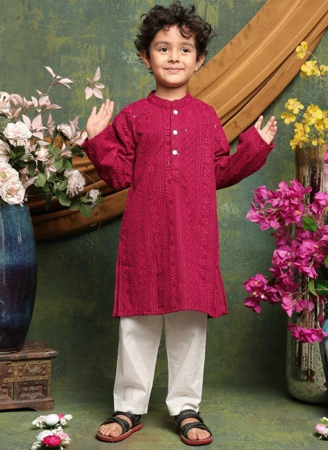 Saka Designs Boys Ethnic Motifs Embroidered Kurta with Pyjamas
