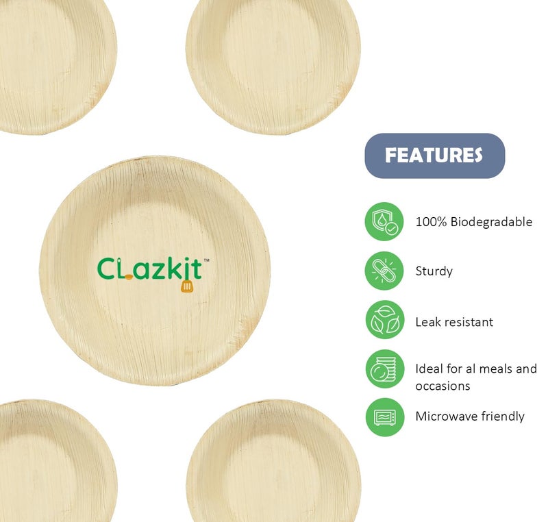 Clazkit 25 Pack Areca Palm Leaf Round Bowls | Like Wooden Bamboo | Eco Friendly, Biodegradable, Use and Throw Small Dona | for Serving Pasta, Soup & Snacks | Birthday, Wedding & Party (3.5 Inch) - Image 4