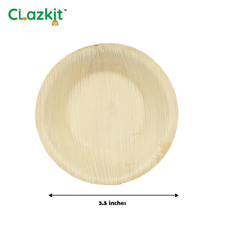 Clazkit 25 Pack Areca Palm Leaf Round Bowls | Like Wooden Bamboo | Eco Friendly, Biodegradable, Use and Throw Small Dona | for Serving Pasta, Soup & Snacks | Birthday, Wedding & Party (3.5 Inch) - Image 2