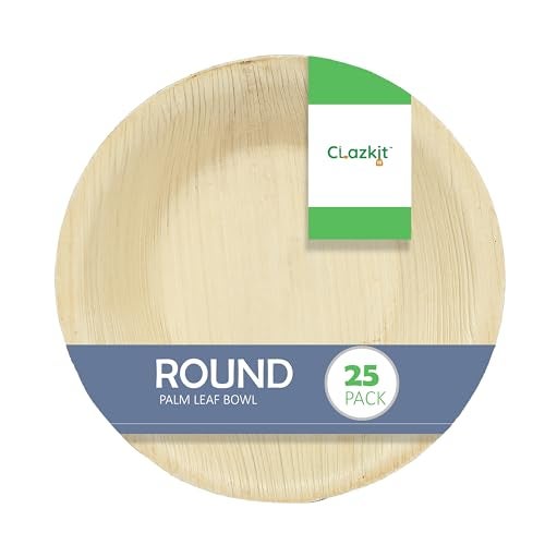 Clazkit 25 Pack Areca Palm Leaf Round Bowls | Like Wooden Bamboo | Eco Friendly, Biodegradable, Use and Throw Small Dona | for Serving Pasta, Soup & Snacks | Birthday, Wedding & Party (3.5 Inch) - Image 1