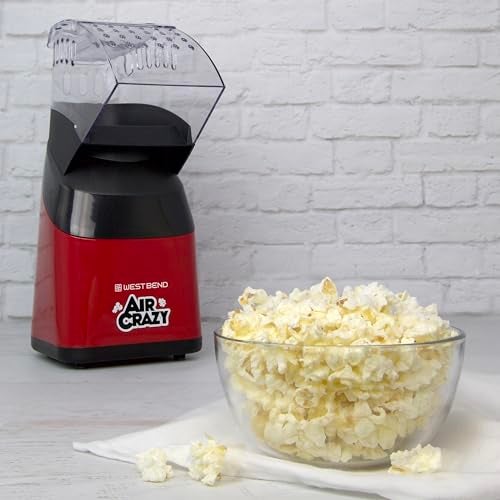 West Bend Air Crazy Hot Air Popcorn Popper Machine for Healthy Snacking with No Oil, Includes Dual-Purpose Measuring Cup & Butter Melter, 4-Quart, Red - Image 2