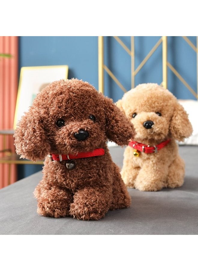 Simulation Teddy Dog Doll Plush Toy Cute Pet Puppy Dog Doll Soothing Doll Girl Children Gift-Specifications:22cm-Color:Light Brown Sitting Artificial Teddy Dog - Image 5