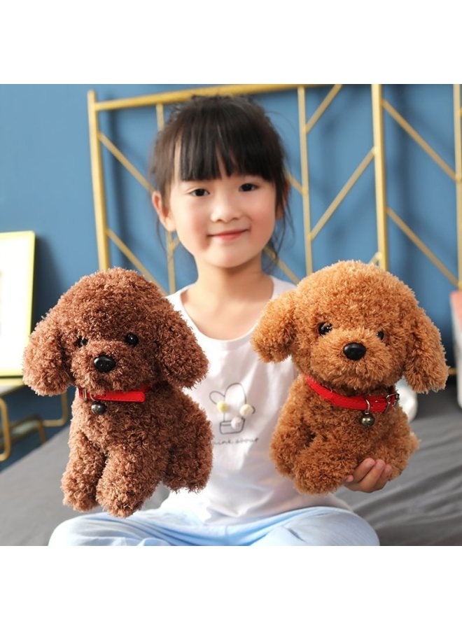 Simulation Teddy Dog Doll Plush Toy Cute Pet Puppy Dog Doll Soothing Doll Girl Children Gift-Specifications:22cm-Color:Light Brown Sitting Artificial Teddy Dog - Image 3