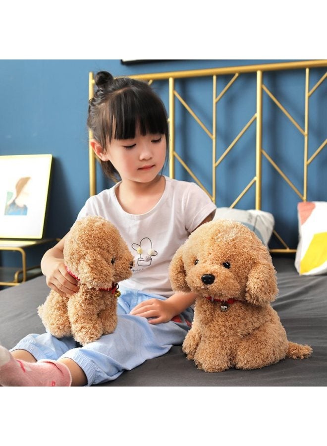Simulation Teddy Dog Doll Plush Toy Cute Pet Puppy Dog Doll Soothing Doll Girl Children Gift-Specifications:22cm-Color:Light Brown Sitting Artificial Teddy Dog - Image 4