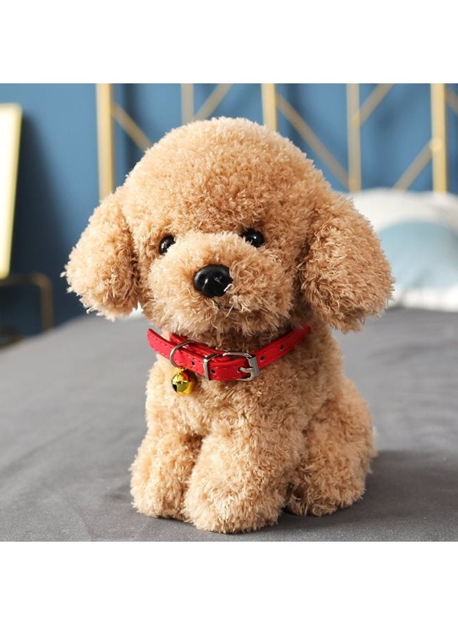 Simulation Teddy Dog Doll Plush Toy Cute Pet Puppy Dog Doll Soothing Doll Girl Children Gift-Specifications:22cm-Color:Light Brown Sitting Artificial Teddy Dog - Image 1