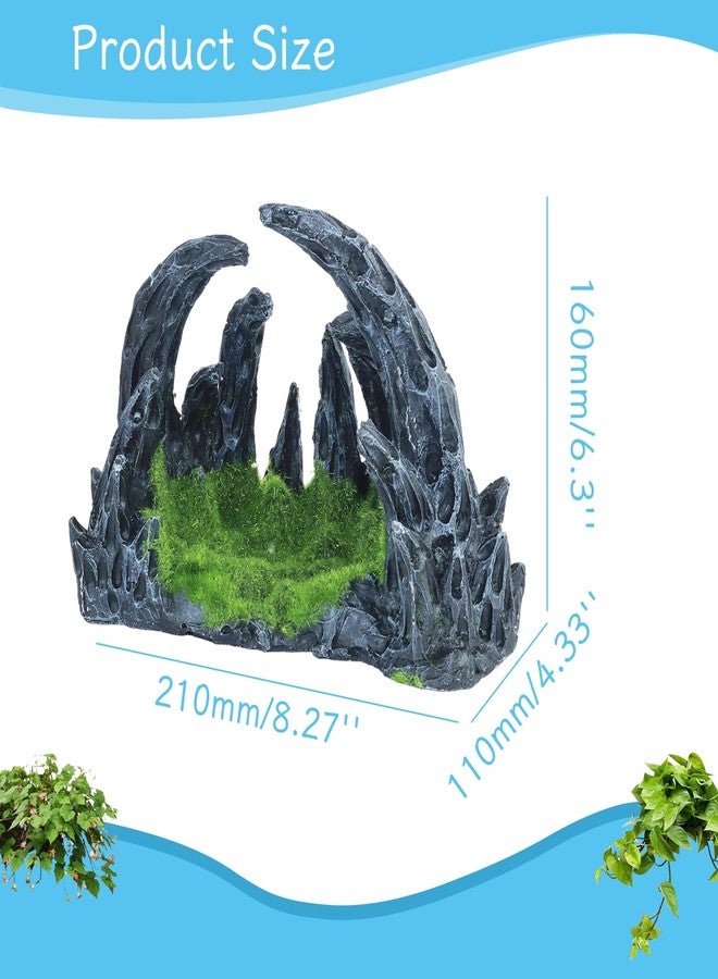 Saim Dragon's Lair Mountain Cave Aquarium Decoration Model Kits, Resin Mountain View Fish Tank Ornament Fish House Cave with Moss - Image 2