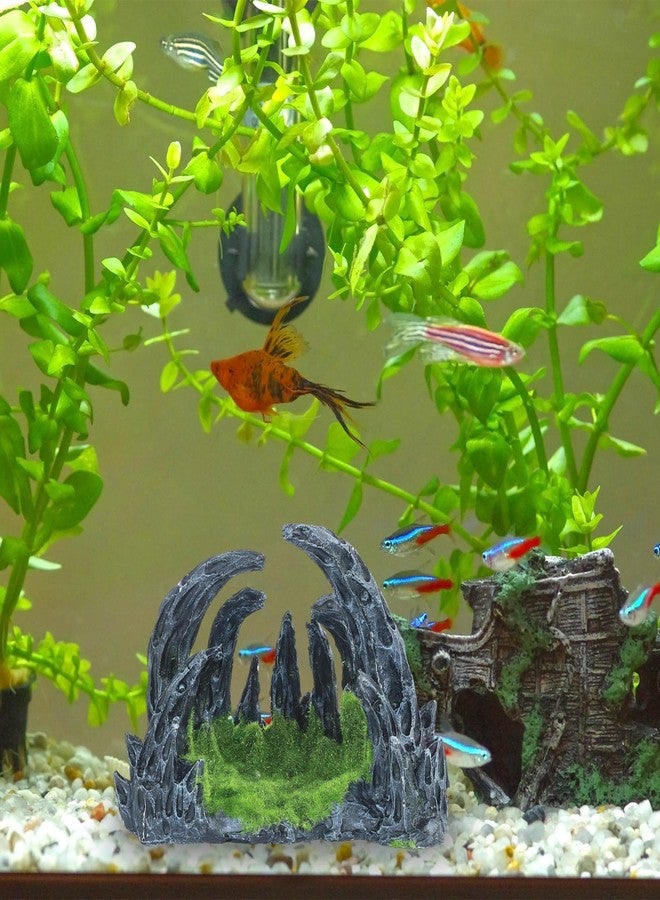 Saim Dragon's Lair Mountain Cave Aquarium Decoration Model Kits, Resin Mountain View Fish Tank Ornament Fish House Cave with Moss - Image 5