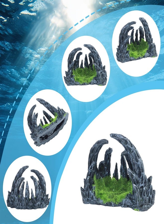 Saim Dragon's Lair Mountain Cave Aquarium Decoration Model Kits, Resin Mountain View Fish Tank Ornament Fish House Cave with Moss - Image 4