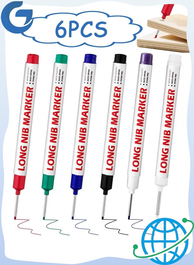 إم إكس إن 6 قطع أقلام طلاء لعلامات الطلاء بطول 20 مم، أداة تحديد علامات البناء المقاومة للماء، أقلام تحديد حبر نجار دائمة، أقلام تحديد معدنية - Image 1