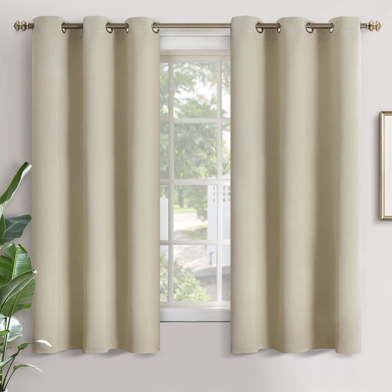 YoungsTex Beige Room Darkening Curtains for Bedroom 63 Inch Length  Thermal Insulated with Grommet Blackout Window Drapes for Living Room Office 2 Panels 42 x 63 Inch