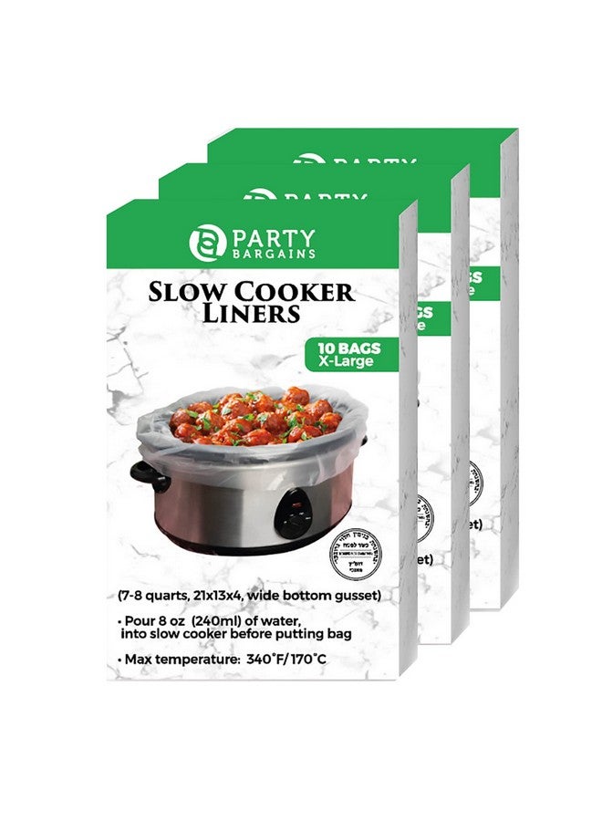 Party Bargains Party Bargains 30 Bags Slow Cooker Liners - Fits 7-8 Quarts, 21 x 4 x 13 Inches, 4" Wide Gusset, X-Large Crock Pot Liners, Multi Use Cooking Bags, Sous Vide - Image 1