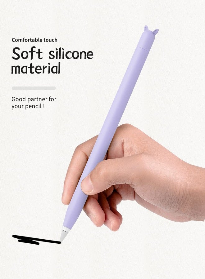 ELETIUO 2 Pack Case for Apple Pencil 1st Generation,Cute Soft Silicone Skin Cover Sleeve Accessories Compatible with iPad Pro 9.7"/10.5"/12.9",Pink&Purple - Image 5