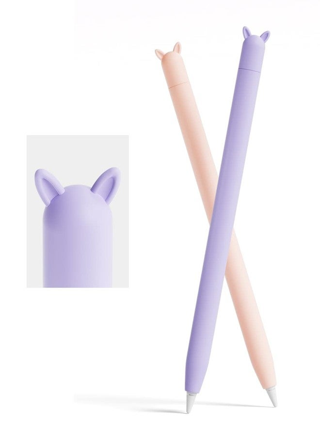 ELETIUO 2 Pack Case for Apple Pencil 1st Generation,Cute Soft Silicone Skin Cover Sleeve Accessories Compatible with iPad Pro 9.7"/10.5"/12.9",Pink&Purple - Image 1