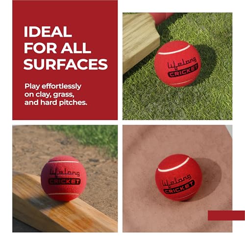 Lifelong Rubber Cricket Tennis Ball | Heavy Red Tennis Ball for Cricket Tournament | Durable Lawn Play Soft Balls (Red, Set of 3) - Image 2