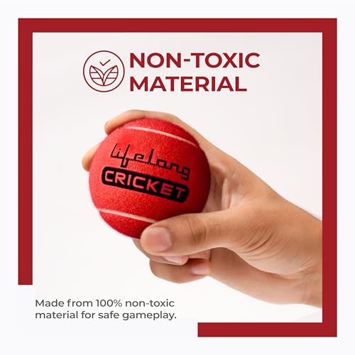 Lifelong Rubber Cricket Tennis Ball | Heavy Red Tennis Ball for Cricket Tournament | Durable Lawn Play Soft Balls (Red, Set of 3) - Image 3
