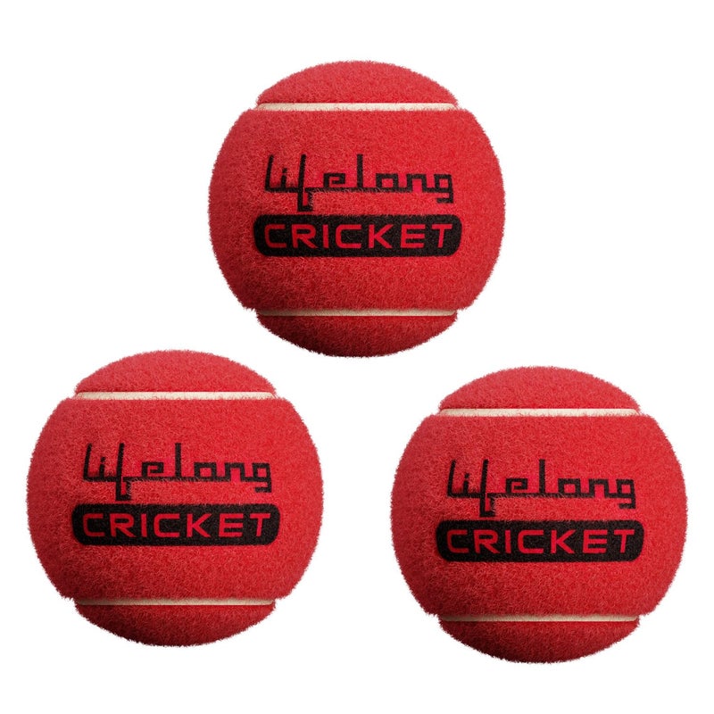 Lifelong Rubber Cricket Tennis Ball | Heavy Red Tennis Ball for Cricket Tournament | Durable Lawn Play Soft Balls (Red, Set of 3) - Image 5