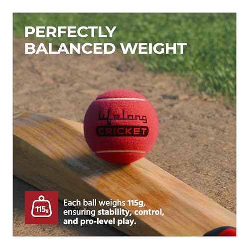 Lifelong Rubber Cricket Tennis Ball | Heavy Red Tennis Ball for Cricket Tournament | Durable Lawn Play Soft Balls (Red, Set of 3) - Image 4