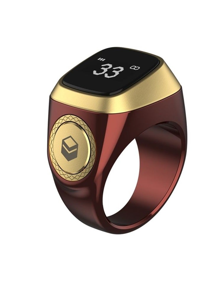 Zikr  Lite Smart Ring 18mm for Muslims Tally Tasbeeh Counter with Vibration Reminder Brown - Image 1