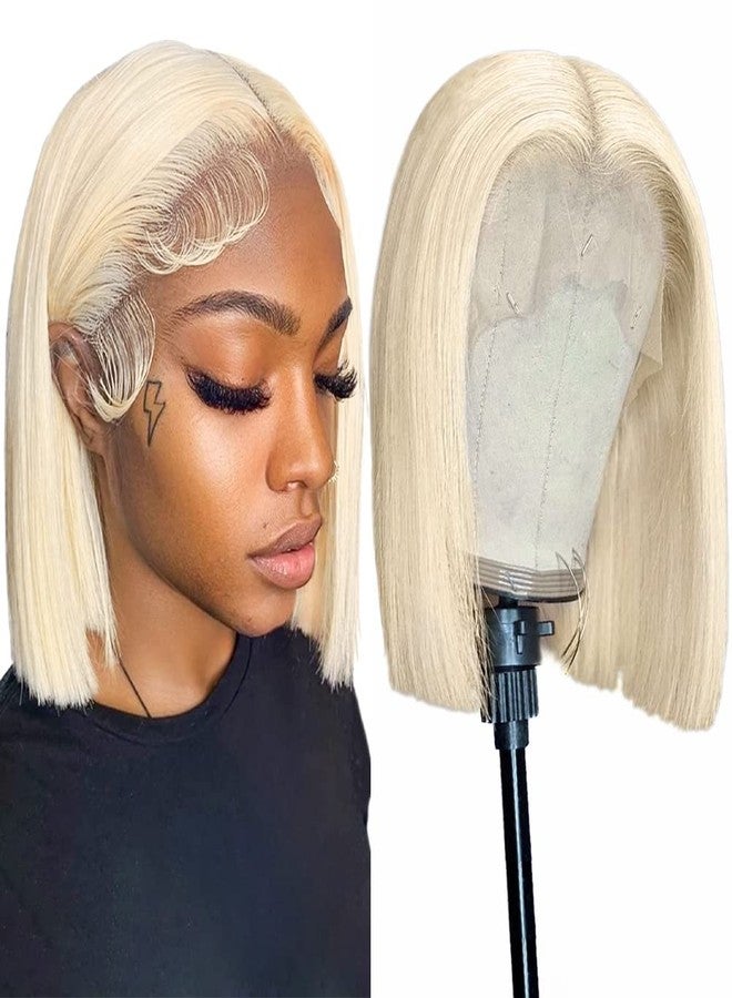 Flady Blonde Bob Wig Human Hair 613 Colored 13X4 HD Lace Front Wigs Pre Plucked With Natural Baby Hair 150% Density Straight Short Bob Wigs For Black Women Human Hair Natural Hairline 10 inch - Image 1