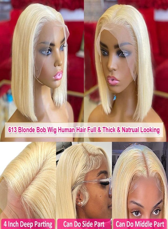 Flady Blonde Bob Wig Human Hair 613 Colored 13X4 HD Lace Front Wigs Pre Plucked With Natural Baby Hair 150% Density Straight Short Bob Wigs For Black Women Human Hair Natural Hairline 10 inch - Image 3