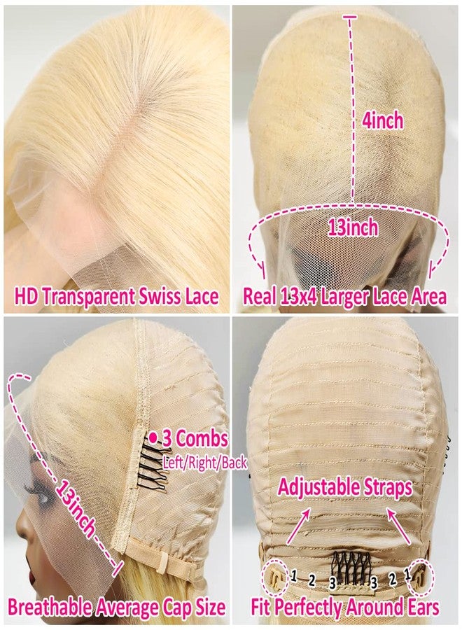 Flady Blonde Bob Wig Human Hair 613 Colored 13X4 HD Lace Front Wigs Pre Plucked With Natural Baby Hair 150% Density Straight Short Bob Wigs For Black Women Human Hair Natural Hairline 10 inch - Image 4