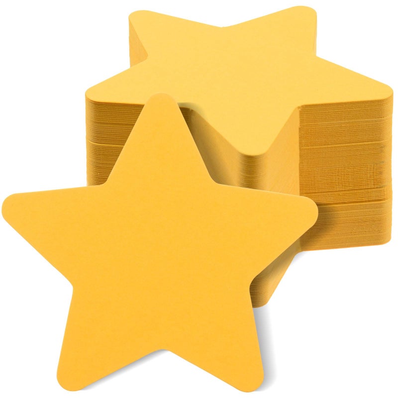 MixTeach 200 Pcs Gold Star Cutouts 4 Inch Paper Star Shapes Die Cut Yellow Double Sided Paper Star Classroom Decoration for Bulletin Board DIY Kids School Craft Projects Party Wall Decoration - Image 1