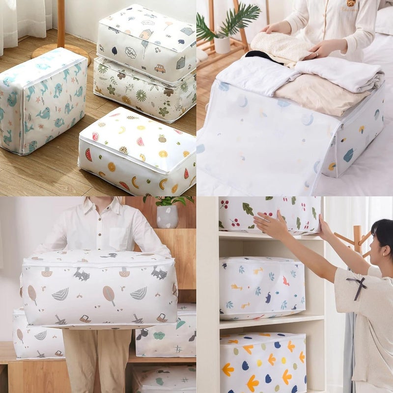 CLEGERZ Blanket Storage Bag UnderBed Quilt Clothes Storage Bag with Washable Waterproof Fordable Printed Cover Wardrobe Closet organizer 1 Bag - Image 2